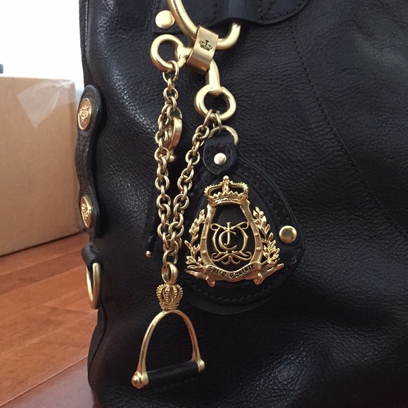 JUICY COUTURE real black leather bag with gold - Picture 7 of 8